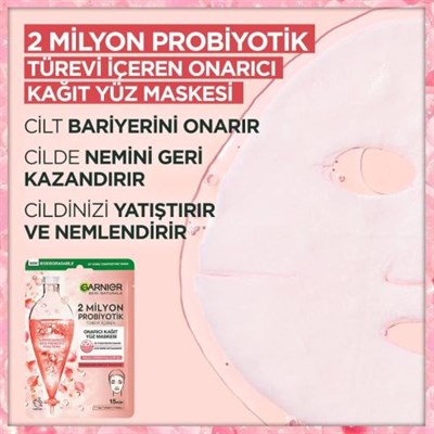 Garnier 2 Milyon Probiyotik Türevi İçeren Onarıcı Kağıt Yüz Maskesi 22 gr 