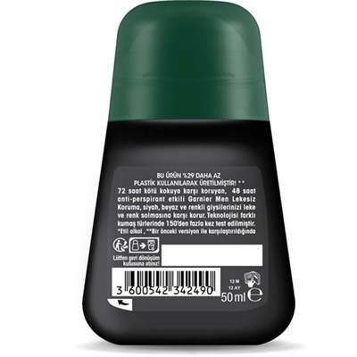 Garnier Men Lekesiz Koruma Roll-On Deodorant 50 ml x 3 adet