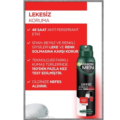 Garnier Men Lekesiz Koruma Sprey Deodorant 150 ml  x 3 adet