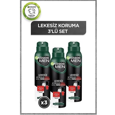 Garnier Men Lekesiz Koruma Sprey Deodorant 150 ml  x 3 adet