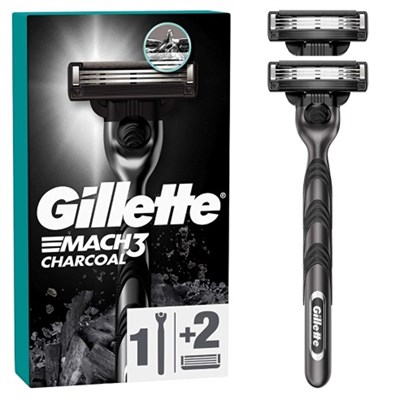 Gillette Mach3 Charcoal Tıraş Makinesi + 2 Adet Yedek Tıraş Bıçağı