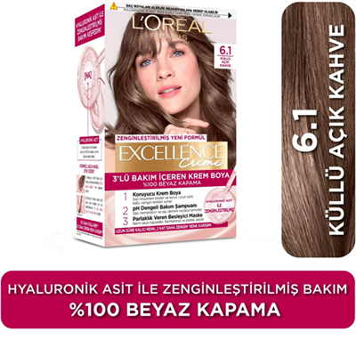 L'Oréal Paris Excellence Creme 6.1 Küllü Açık Kahve Saç Boyası