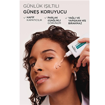LOREAL PARIS Bright Reveal Spf 50+ Koyu Leke Karşıtı Renkli Fluid Günlük Yüz Güneş Kremi 50 ml - Medium