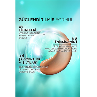 LOREAL PARIS Bright Reveal Spf 50+ Koyu Leke Karşıtı Renkli Fluid Günlük Yüz Güneş Kremi 50 ml - Medium