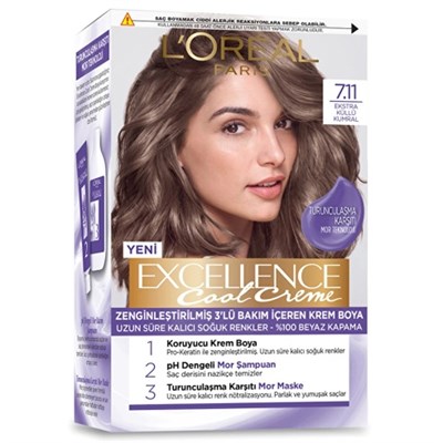 Loreal Paris Excellence Cool Creme Saç Boyası 7.11 Ekstra Küllü Kumral