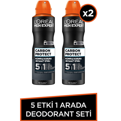 LOreal Paris Men Expert Carbon Protect Anti Perspirant Sprey Deodorant 150 ml x 2 adet