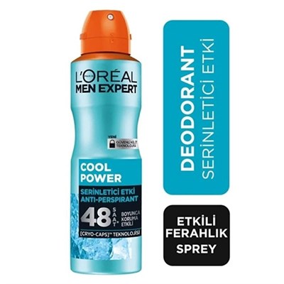 LOreal Paris Men Expert Cool Power Anti Perspirant Serinletici Etki Erkek Sprey Deodorant 150 ml x 3 Adet