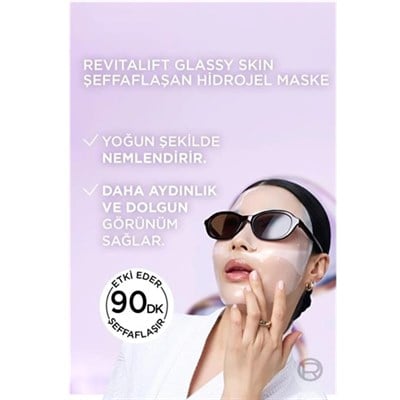 LOreal Paris Revitalift Glassy Skin Cam Cilt Görünümü Etkili Şeffaflaşan Işıltı & Nem Veren Hidrojel Yüz Maskesi
