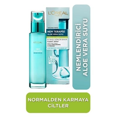 Nem Terapisi Aloe Vera Suyu İçeren Normalden Karmaya Cilt İçin Su Bazlı Nemlendirici Yüz Kremi 70ml
