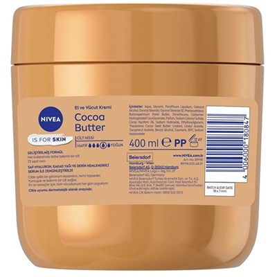 Nemlendirici El ve Vücut Bakım Kremi Cocoa Butter 400 ml