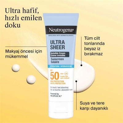 Neutrogena Ultra Sheer Hydrating Cream SPF50 Yüz Güneş Kremi 50 ml