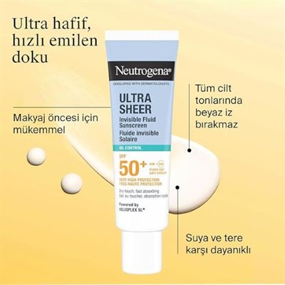 Neutrogena Ultra Sheer Oil Control Fluid SPF50+ Yüz Güneş Koruyucu 50 ml