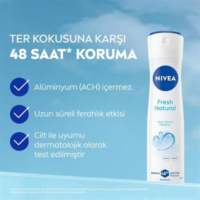 Kadın Sprey Deodorant Fresh Natural 150ml Ve Mini Roll-on Fresh Natural 25ml, Okyanus Özleri, Uzun Süren Ferahlı