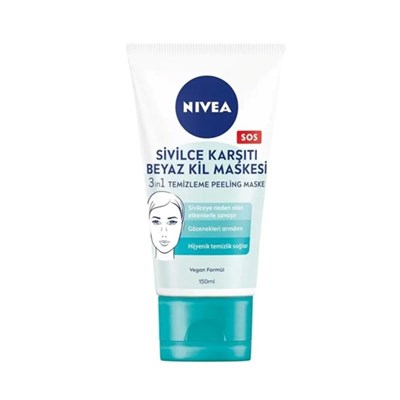 Nivea Sivilce Karşıtı Beyaz Kil Maskesi 150 ml, Gözenek ve Siyah Nokta Arındırıcı