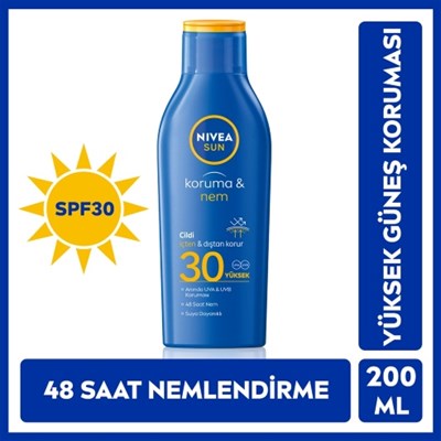 Nivea Sun SPF30 Güneş Koruyucu ve 48 Nemlendirici Güneş Losyonu 200 ml