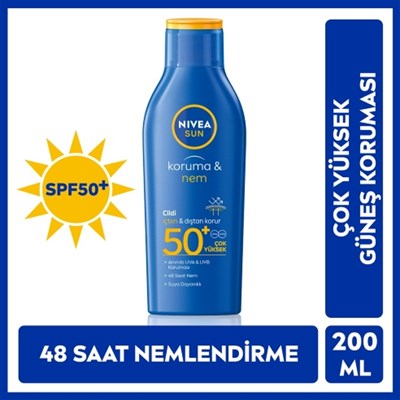 Nivea Sun SPF50+ Güneş Koruyucu ve 48 Nemlendirici Güneş Losyonu 200 ml