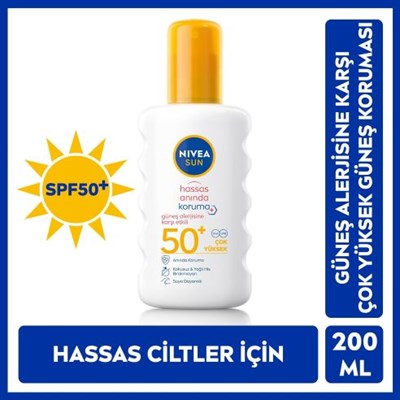 Nivea Sun SPF50 Hassas Ciltlere Özel Çok Yüksek Güneş Koruyucu Sprey 200ml