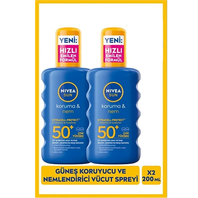 Nivea Sun SPF50+Yüksek Güneş Koruyucu 200 ml x 2 Adet 