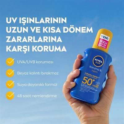 Nivea Sun SPF50+Yüksek Güneş Koruyucu 200 ml x 2 Adet 