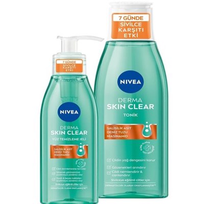 Sivilce Karşıtı Derma Skin Clear Yüz Temizleme Jeli 150ml ve Tonik 200ml, 
