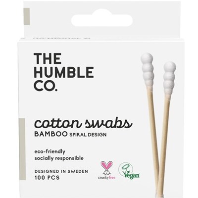 The Humble Co. Humble Brush Bamboo Cotton Swabs Spiral White- Spiral Kulak Çubuğu Beyaz, 100 adet