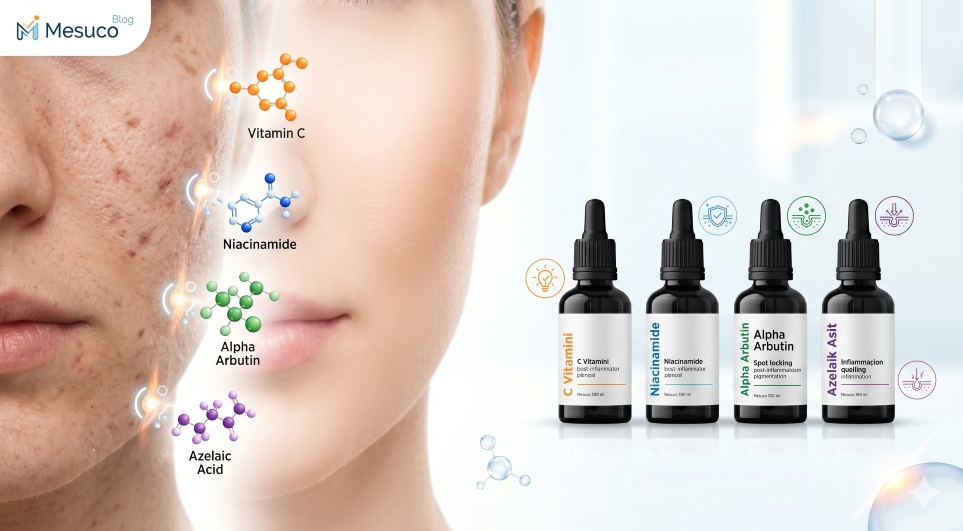 sivilce izleri,sivilce lekeleri nasıl geçer,akne izleri,ciltteki koyu lekeler,pigmentasyon sorunu,pie ve pih nedir,leke karşıtı serum,aydınlatıcı serum,cilt bakım rutini,en iyi leke serumu,c vitamini,c vitamini serum,niasinamid,alpha arbutin,mesuco,mesuco blog,mesuco cilt bakımı,dermokozmetik