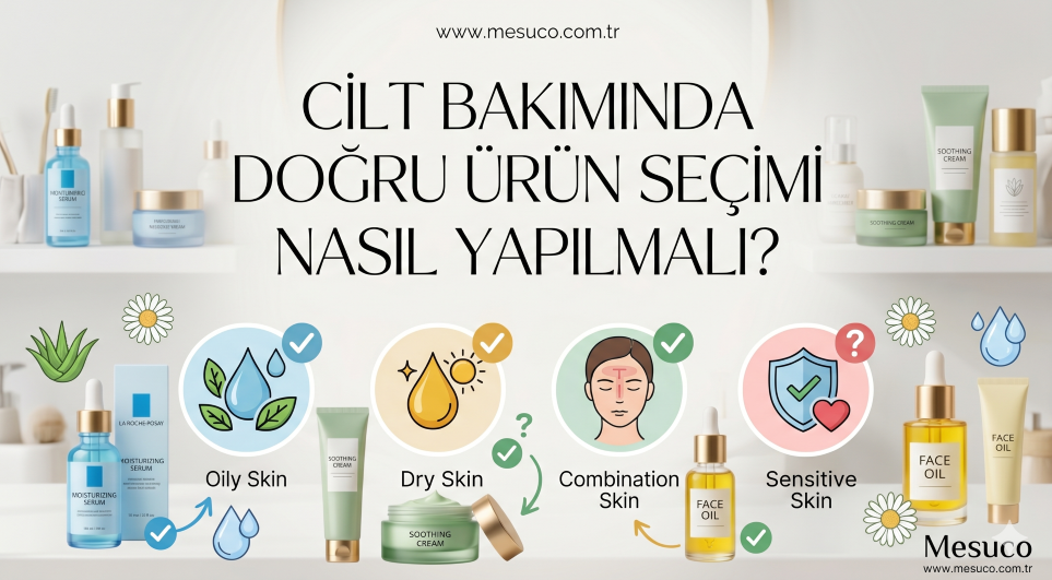 Cilt bakımı rehberi

Doğru ürün seçimi

Cilt tipi analizi

Cilt bakımı nasıl yapılır?

www.mesuco.com.tr

Skincare guide

Choosing skincare products

Skin type assessment