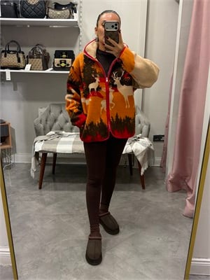 Fermuarlı Peluş Ceket