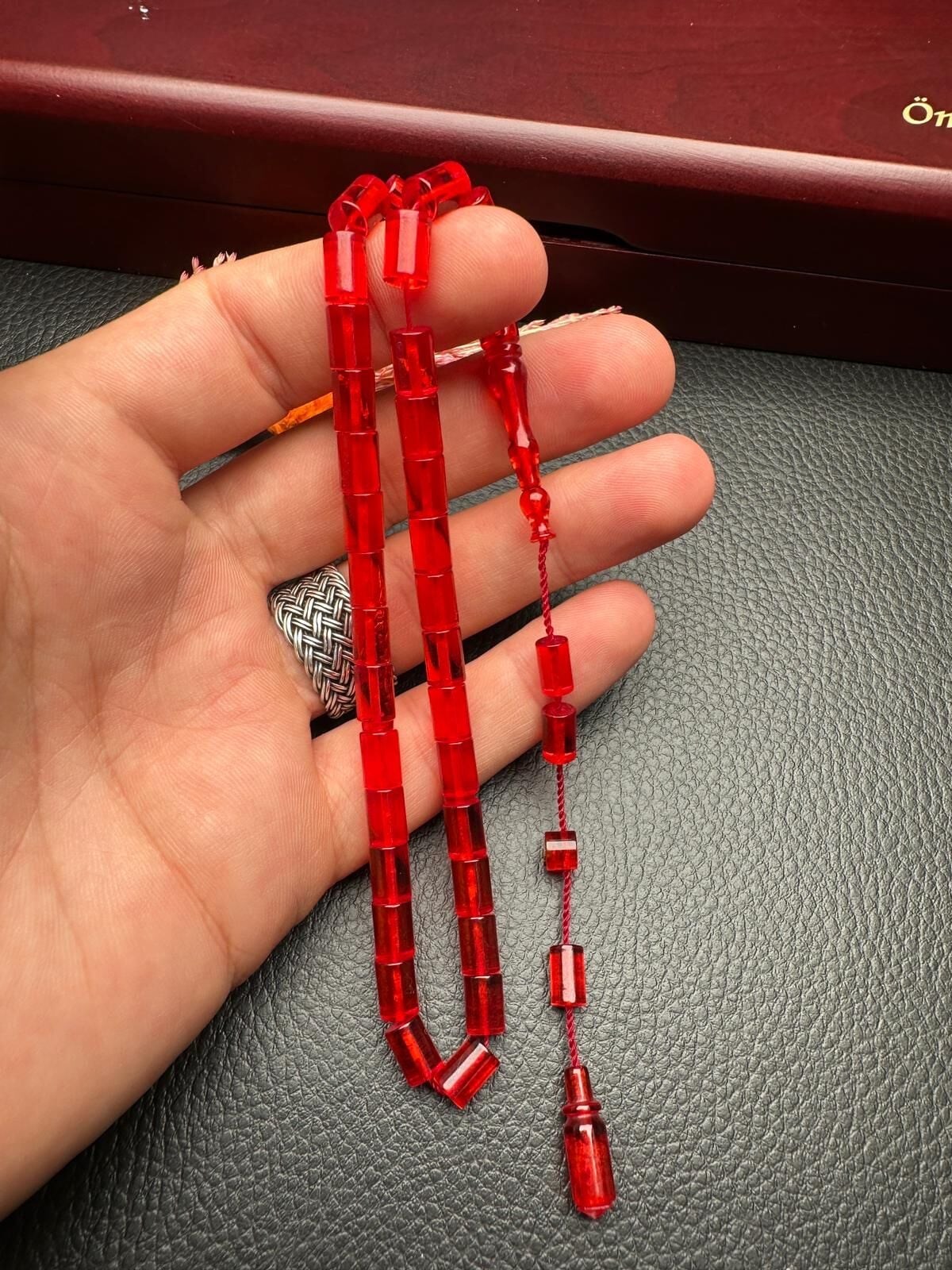 Küçük Boy Kesme Model  Ateş Kehribar Tesbih