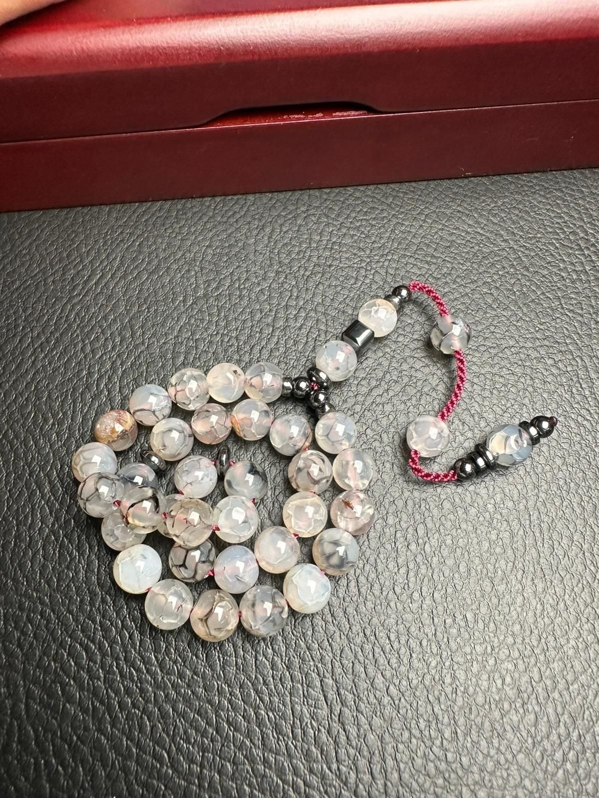 Küre Model Damarlı Akik Doğal Taş Tesbih