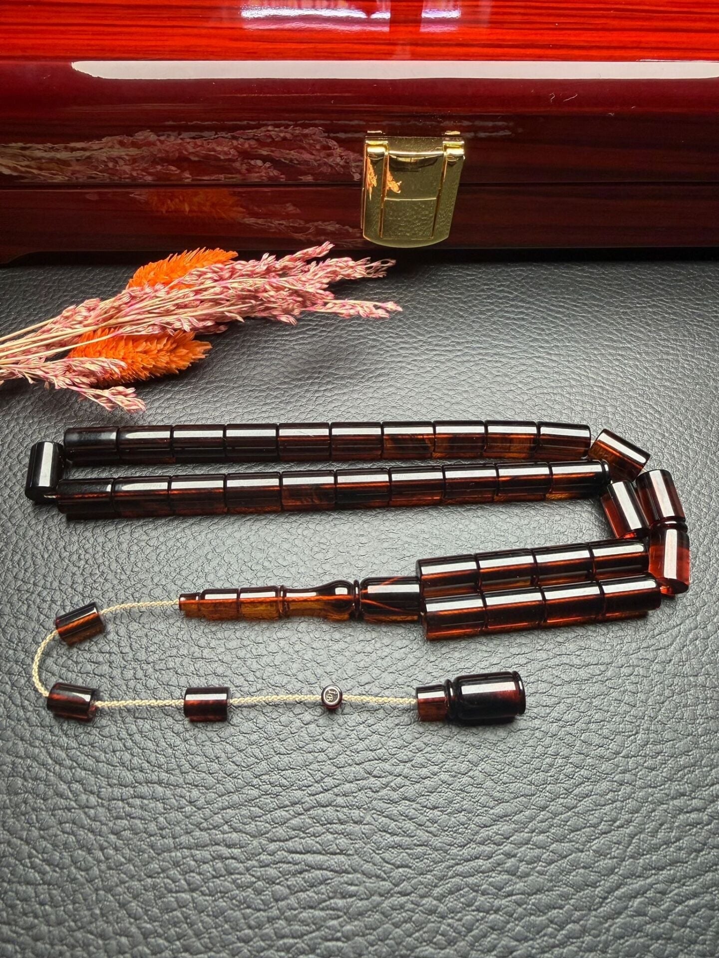 Osmanlı Tirbüşon Sıkma Kehribar Tesbih