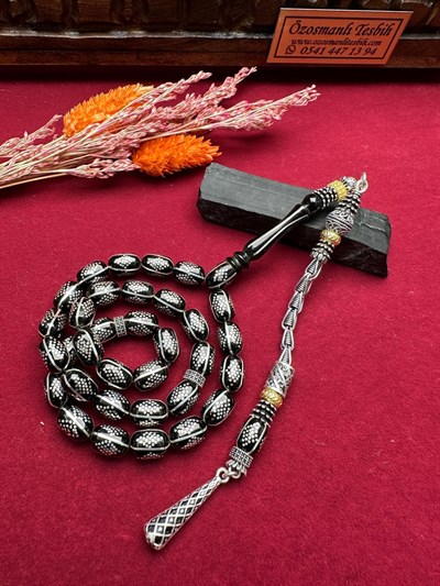Gümüş Yarma İşlemeli Erzurum Oltu Tesbih