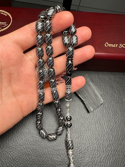 Kapsül Model Gümüş İşlemeli Erzurum Oltutaşı Tesbih