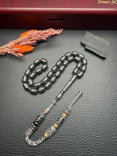 Kapsül Model Gümüş Yarma İşlemeli  Erzurum Oltutaşı Tesbih