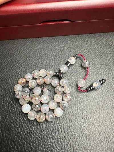 Küre Model Damarlı Akik Doğal Taş Tesbih