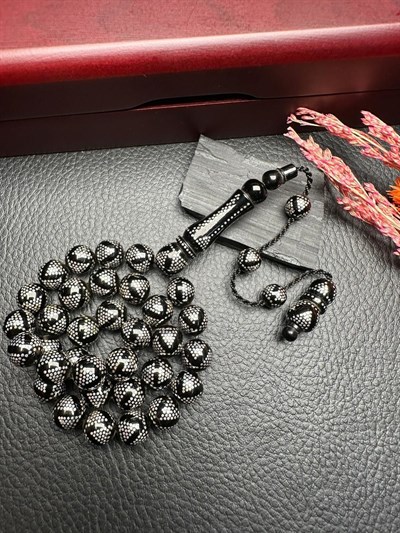 Küre Model Gümüş Yarma Erzurum Oltu Taşı Tesbih