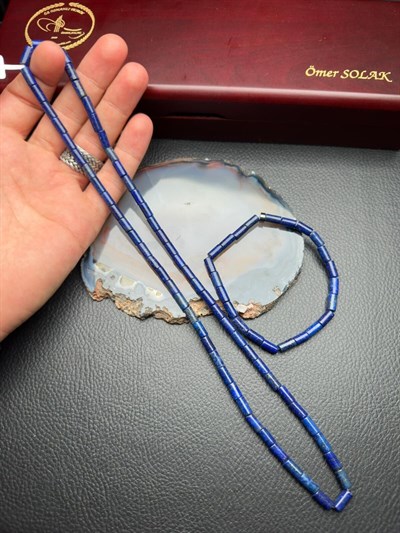Lapis Lazuli Doğal Taş Bileklik ve Kolye Set