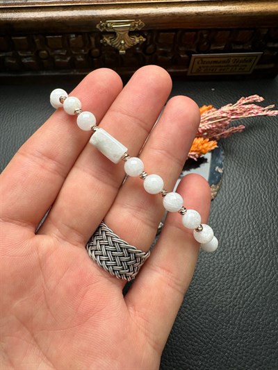 Makrome Örme Aytaşı Doğal Taş Bileklik