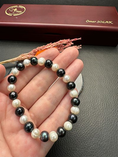Siyah İnci Dizayn Doğal Taş Bileklik