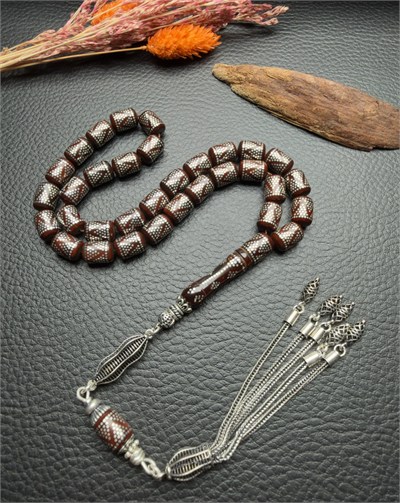 Kapsül Model Gümüş İşlemeli Kuka Tesbih