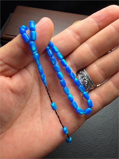 Mavi Yansımalı Küçük Boy Kapsül Model Opal Tesbih