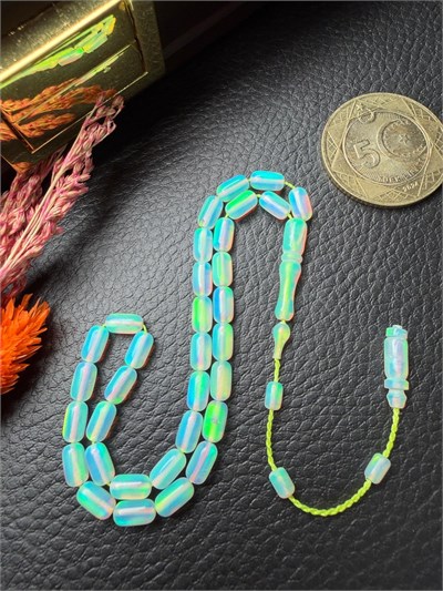 Beyaz Yansımalı Küçük Boy Kapsül Model Opal Tesbih