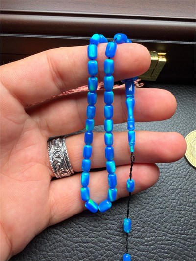 Mavi Yansımalı Küçük Boy Kapsül Model Opal Tesbih