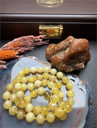 Sarı Renk Damla Kehribar Yetişkin Kolye