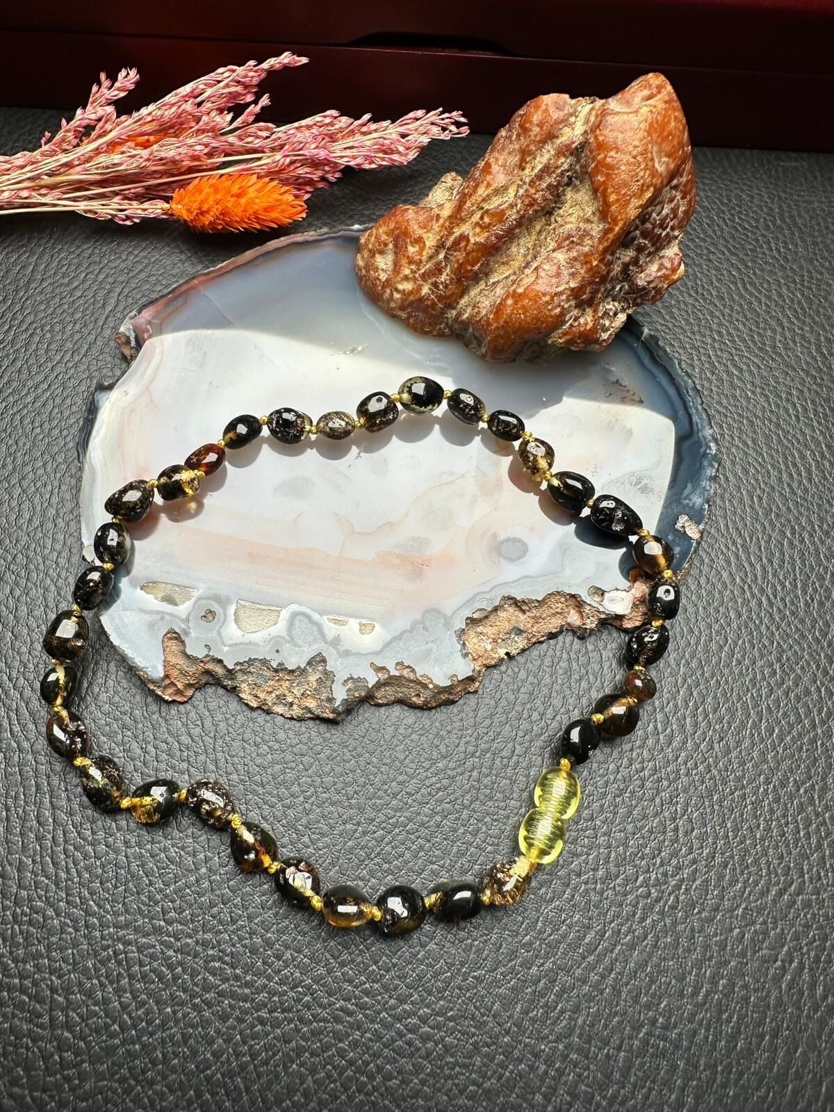 Damla Kehribar Bebek Diş Kolyesi