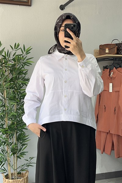 Almarwah Black Poplin Gömlek Beyaz