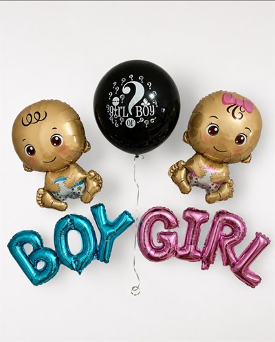 CİNSİYET BELİRLEME PARTİ SETİ - BOY VE GIRL YAZISI FOLYO BALON