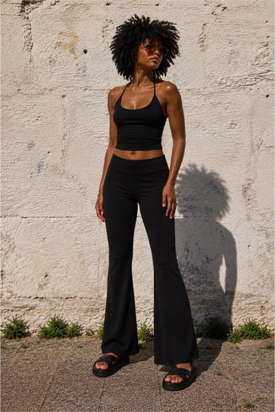 İp Askılı Bluz Wide Leg Pantolon İkili Takım