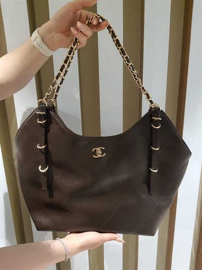 CHANEL Deri Tasarım Cüzdanlı Paslanmaz Çelik Aksesuarlı Çanta