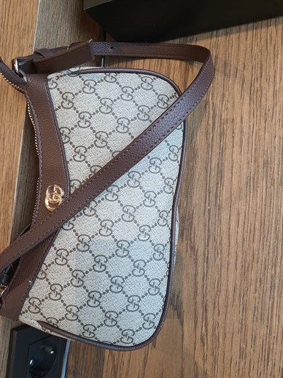 GUCCİ Dokuma kumaş paslanmaz çelik aksesuarlar ile tasarlanmış kol çantası